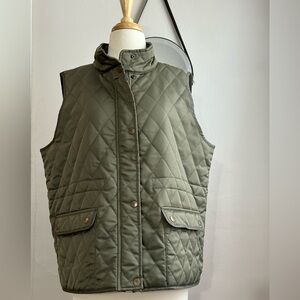 Frye Women’s Quilted Puffer Vest XL | Olive Green with Hidden Waist cinch.